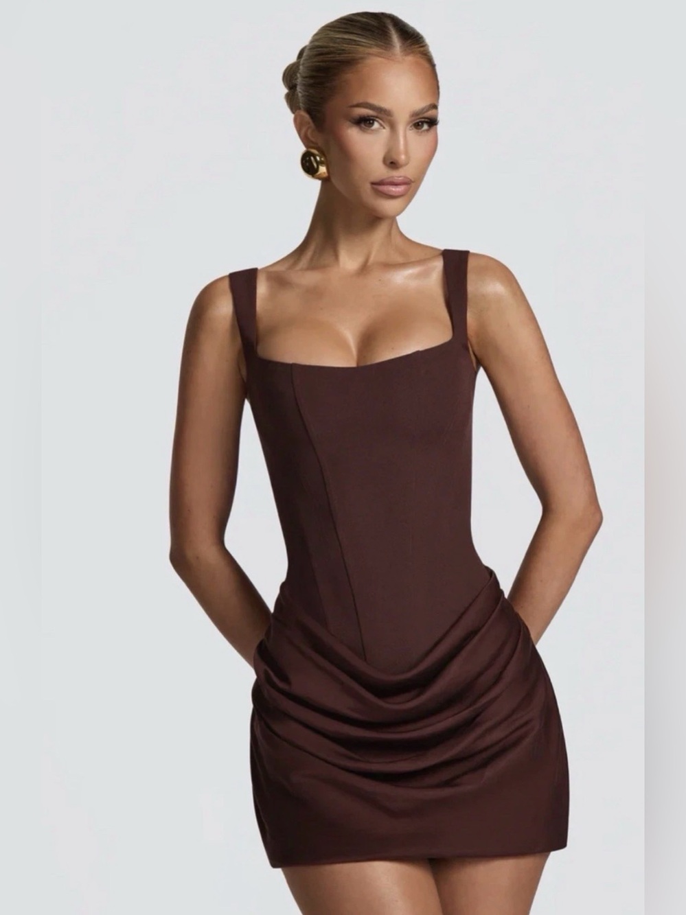 Babyboo Cornelia Mini Dress Plum Brown Size Large New